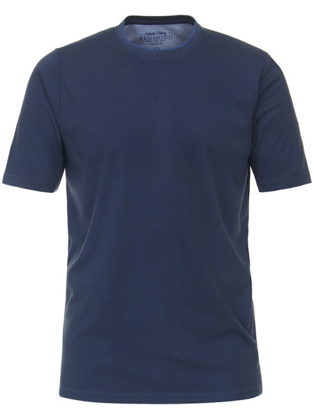 Camiseta Redmond COMFORT FIT WASH &amp; WEAR azul claro con cuello Cuello redondo de corte clásico