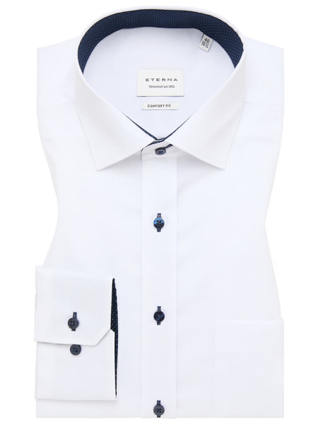 Camisa Eterna COMFORT FIT FINO OXFORD blanco con cuello Kent de corte clásico