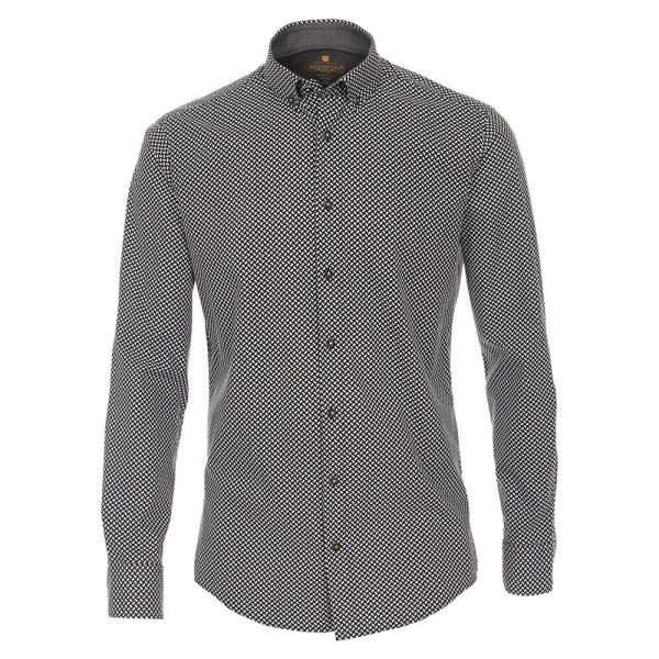 Redmond MODERN FIT Hemd PRINT schwarz mit Kent Kragen in moderner Schnittform