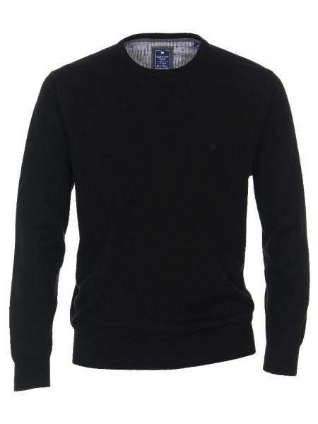 Redmond Pullover REGULAR FIT MELANGE schwarz mit Rundhals Kragen in klassischer Schnittform