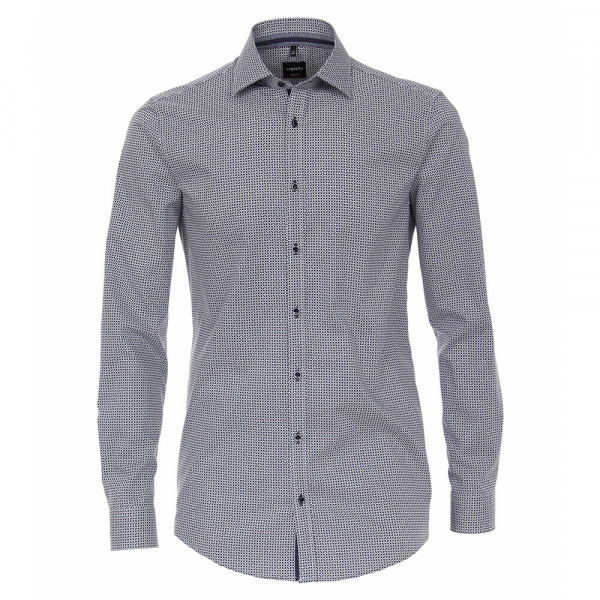 Camicia Venti BODY FIT PRINT blu scuro con Kent collar in taglio stretto