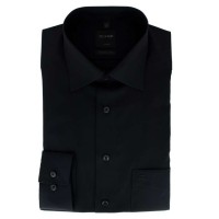 Camisa OLYMP Luxor modern fit UNI POPELINE negro con cuello Nuevo Kent de corte moderno