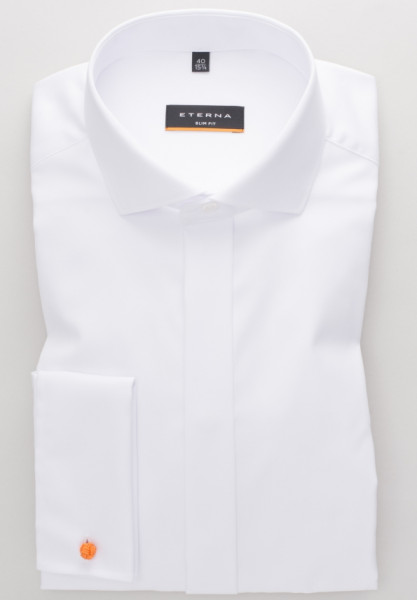 Eterna overhemd SLIM FIT TWILL wit met Cutaway kraag in smalle snit