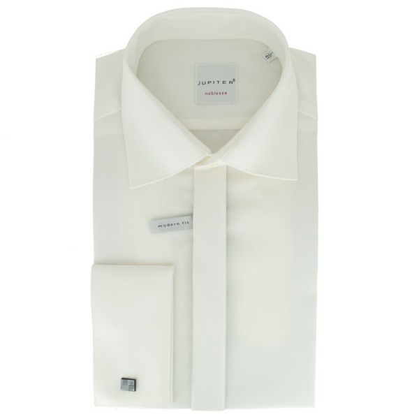 Jupiter shirt MODERN FIT UNI POPELINE beige with Kent collar in modern cut