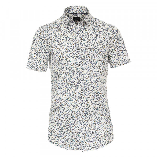 Venti Hemd MODERN FIT STRUKTUR mittelblau mit Button Down Kragen in moderner Schnittform