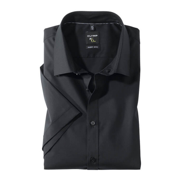 Camisa OLYMP No. Six super slim UNI POPELINE negro con cuello Urban Kent de corte súper estrecho