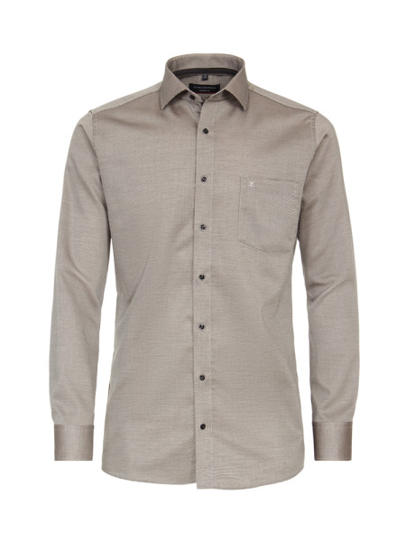 Camisa CASAMODA MODERN FIT UNI POPELINE beige con cuello Kent de corte moderno