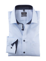 Olymp Hemd MODERN FIT UNI POPELINE hellblau mit Global Kent Kragen in moderner Schnittform