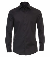 Camisa Venti MODERN FIT UNI POPELINE negro con cuello Kent de corte moderno