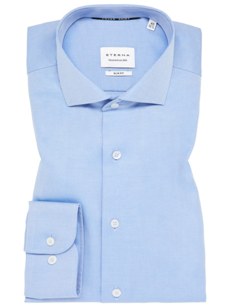 Eterna overhemd SLIM FIT TWILL lichtblauw met Cutawaykraag in smalle snit