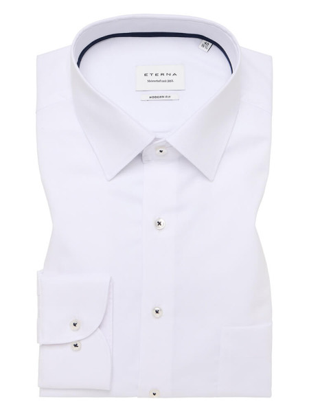 Camicia Eterna MODERN FIT NATTÉ bianco con Kent collar in taglio moderno