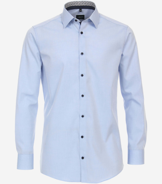 Camisa Venti MODERN FIT UNI POPELINE azul claro con cuello Kent de corte moderno