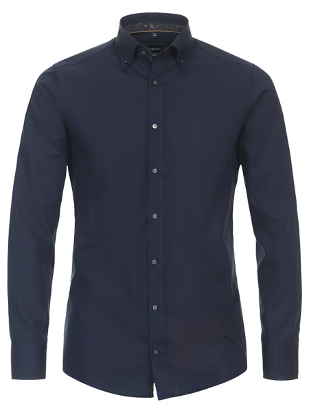 Venti shirt MODERN FIT UNI POPELINE dark blue with Button Down collar in modern cut