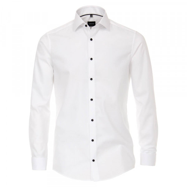 Camisa Venti MODERN FIT UNI POPELINE blanco con cuello Kent de corte moderno