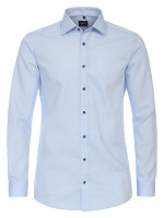 Chemise Venti BODY FIT STRUCTURE bleu clair avec col Kent en coupe moderne