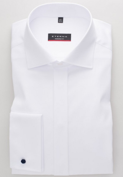 Eterna overhemd MODERN FIT TWILL wit met Klassieke Kentkraag in moderne snit