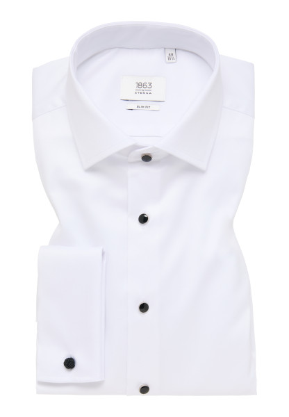 Camicia Eterna SLIM FIT TWILL bianco con Cutaway collar in taglio stretto