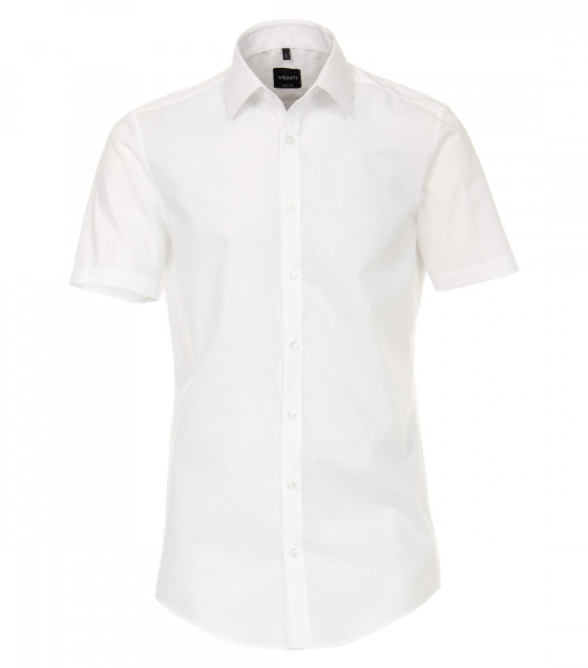 Camisa Venti BODY FIT UNI POPELINE blanco con cuello Kent de corte estrecho