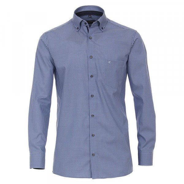 Chemise CASAMODA COMFORT FIT UNI POPELINE bleu moyen avec col Button Down en coupe classique