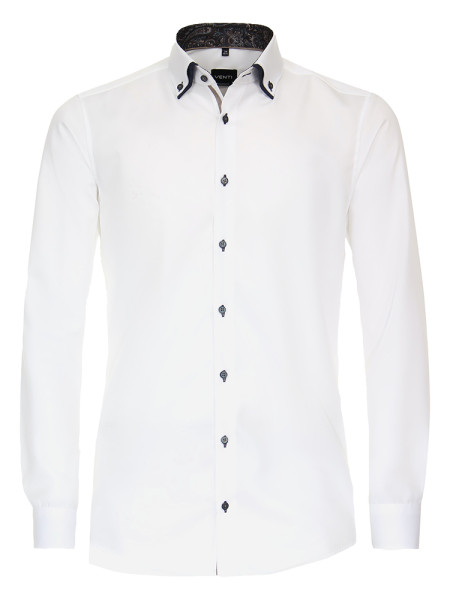 Venti overhemd MODERN FIT UNI POPELINE wit met Button Down-kraag in moderne snit