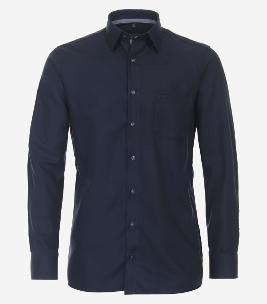 Chemise CasaModa COMFORT FIT STRUCTURE bleu foncé avec col Kent en coupe classique