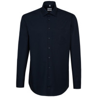 Camisa Seidensticker REGULAR UNI POPELINE azul oscuro con cuello Business Kent de corte moderno