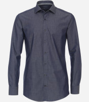 Camisa Venti MODERN FIT HYPERFLEX azul oscuro con cuello Kent de corte moderno