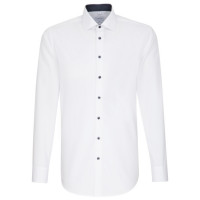 Camisa Seidensticker SLIM FIT UNI POPELINE blanco con cuello Business Kent de corte estrecho