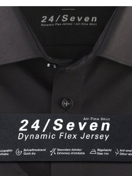 OLYMP Slim Fit Hemd Schwarz New York Kent Jersey - Ansicht 1