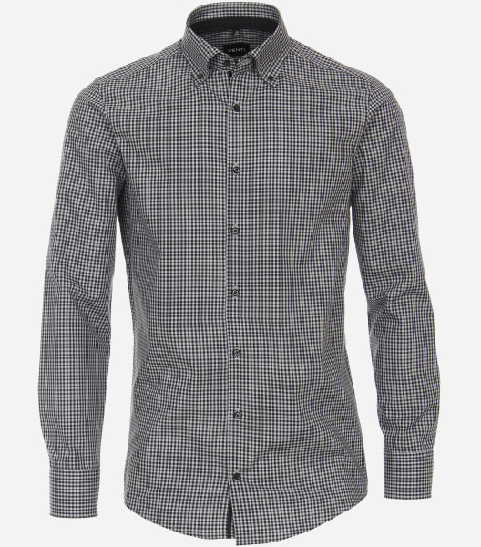 Camicia Venti MODERN FIT UNI POPELINE grigio con Button Down collar in taglio moderno