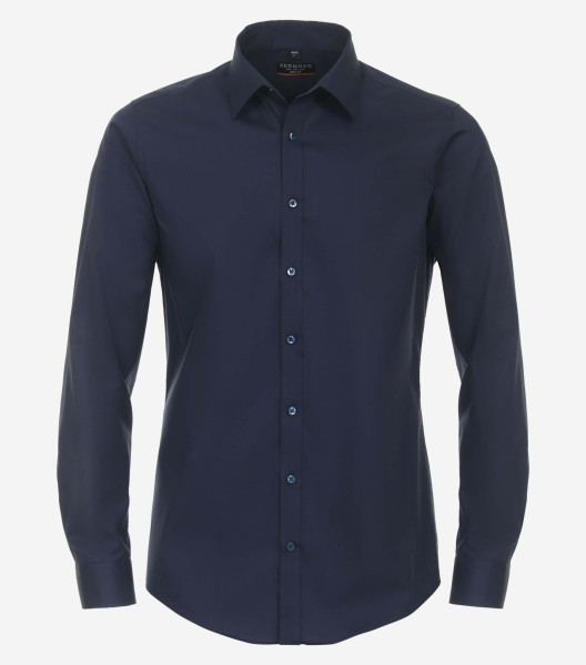 Camicia Redmond SLIM FIT UNI POPELINE blu scuro con Kent collar in taglio stretto