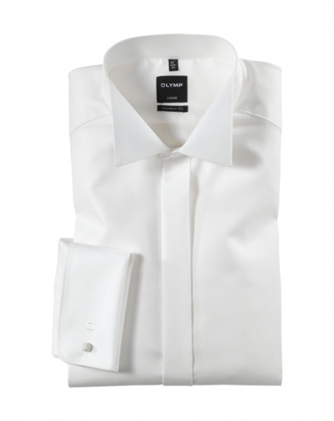 Camicia OLYMP Luxor soirée modern fit FAUX UNI beige con Ala collar in taglio moderno