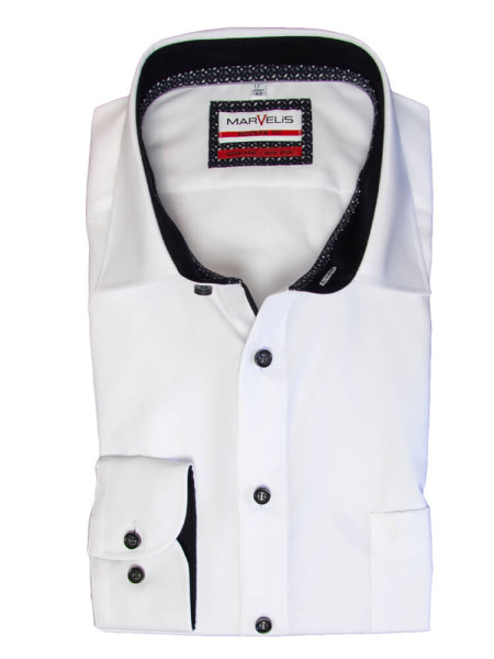 Marvelis Hemd MODERN FIT UNI POPELINE weiss mit New Kent Kragen in moderner Schnittform