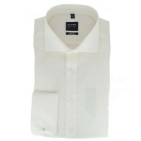 Camisa OLYMP Level Five body fit UNI POPELINE beige con cuello Seccionado de corte estrecho