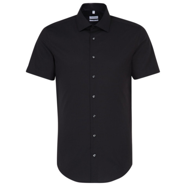 Camicia Seidensticker SLIM FIT UNI POPELINE nero con Business Kent collar in taglio stretto