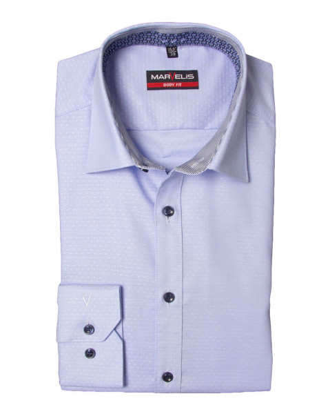 Marvelis BODY FIT Hemd PRINT hellblau mit New York Kent Kragen in schmaler Schnittform