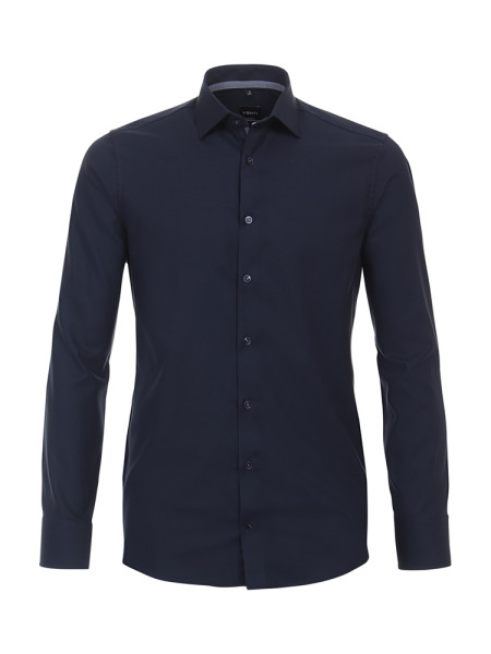 Camisa Venti MODERN FIT ESTRUCTURA azul oscuro con cuello Kent de corte moderno