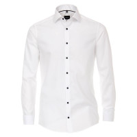 Camisa Venti MODERN FIT UNI POPELINE blanco con cuello Kent de corte moderno