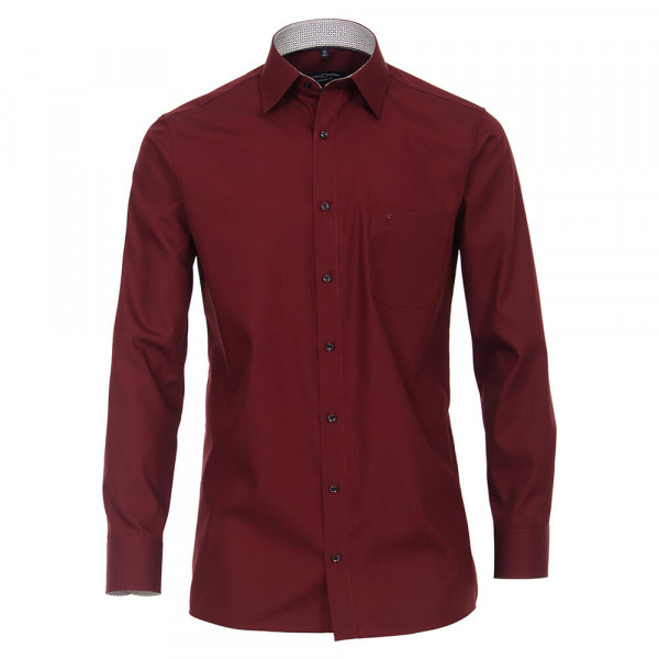 CASAMODA Hemd COMFORT FIT UNI POPELINE dunkelrot mit Kent Kragen in klassischer Schnittform
