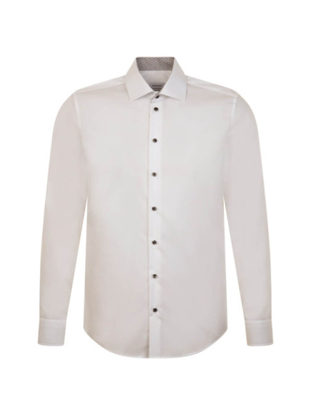 Camisa Seidensticker SLIM UNI POPELINE blanco con cuello Business Kent de corte estrecho