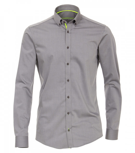 Venti Hemd MODERN FIT UNI POPELINE grau mit Button Down Kragen in moderner Schnittform
