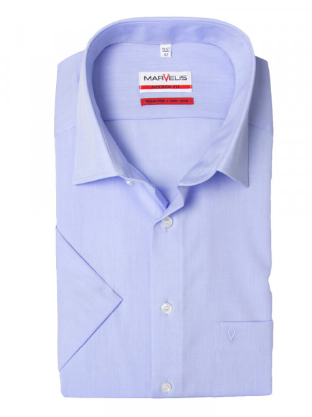 Camisa Marvelis MODERN FIT CHAMBRAY azul claro con cuello Nuevo Kent de corte moderno