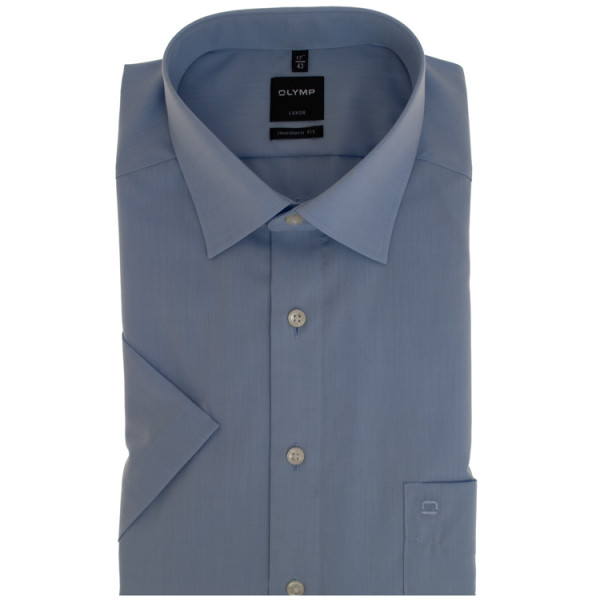 Chemise OLYMP Luxor modern fit CHAMBRAY bleu clair avec col Nouveau Kent en coupe moderne