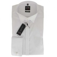 Camicia OLYMP Level Five soirée body fit UNI POPELINE bianco con Ala collar in taglio stretto