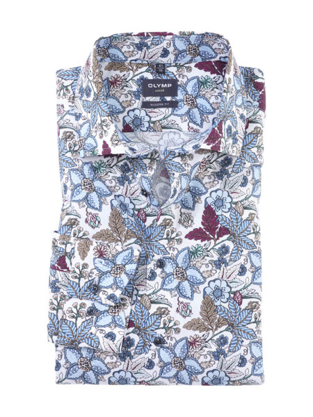Olymp overhemd MODERN FIT PRINT lichtblauw met Global Kent-kraag in moderne snit