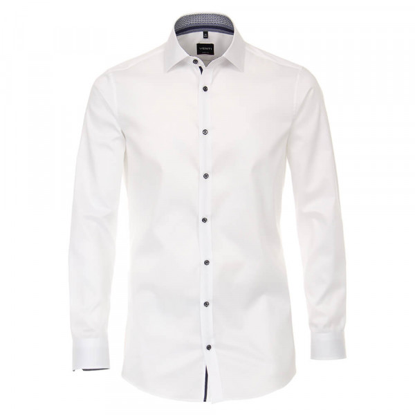 Camisa Venti BODY FIT TWILL blanco con cuello Kent de corte estrecho