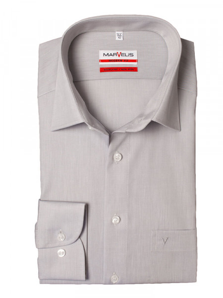 Marvelis MODERN FIT shirt CHAMBRAY grey with New Kent collar in modern cut