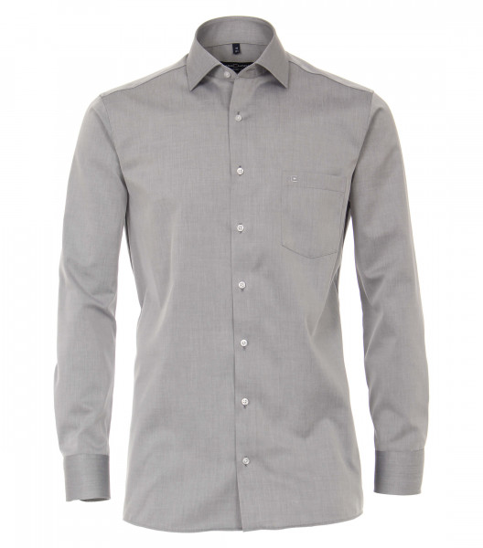 Chemise CASAMODA COMFORT FIT TWILL gris avec col Kent en coupe classique