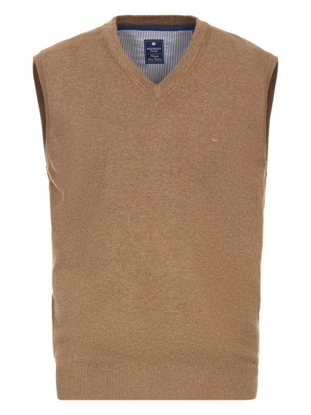 Redmond slipover REGULAR FIT MELANGE beige with V-neck collar in classic cut