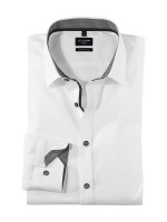 Camisa OLYMP SUPER SLIM UNI STRETCH blanco con cuello Urban Kent de corte súper estrecho